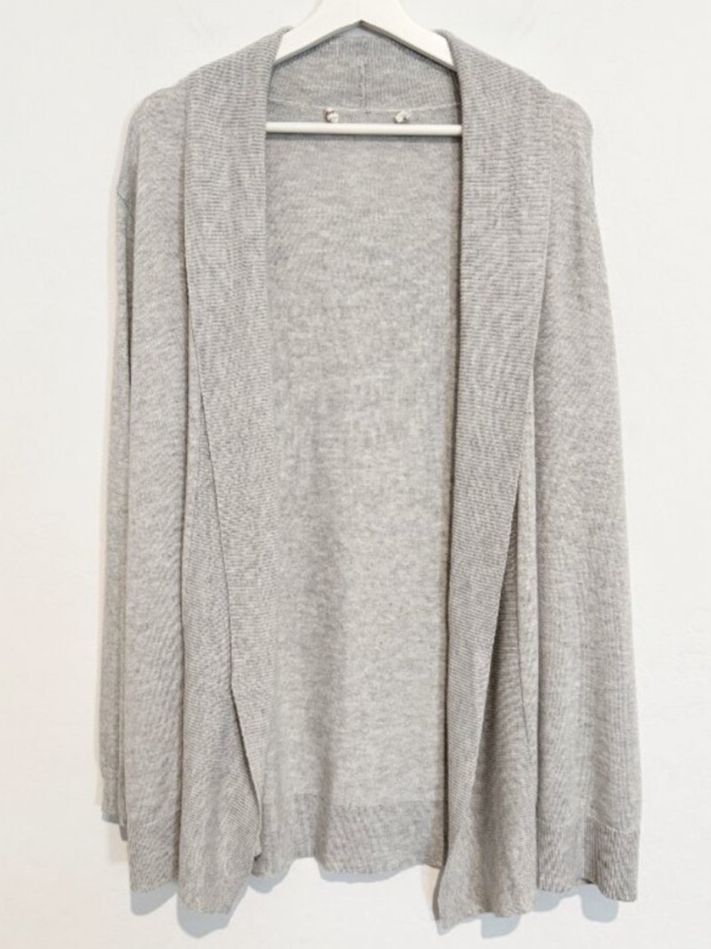 Marine Layer Mae Cardigan Size L Gray Knit Open Front Longline Duster Coastal